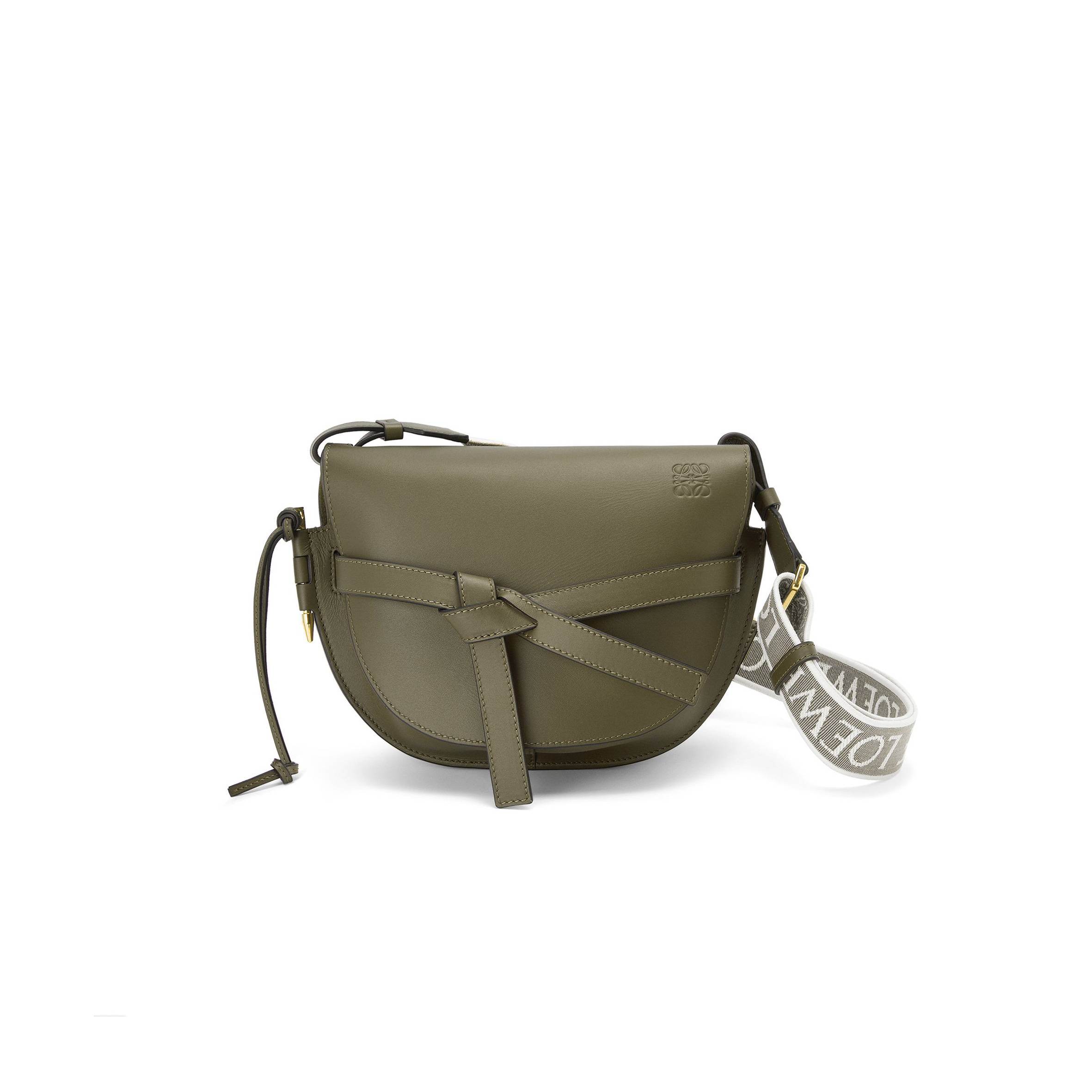 LOEWE SMALL GATE BAG IN SOFT CALFSKIN AND JACQUARD A650T20X40 (25*19*11.5 cm)