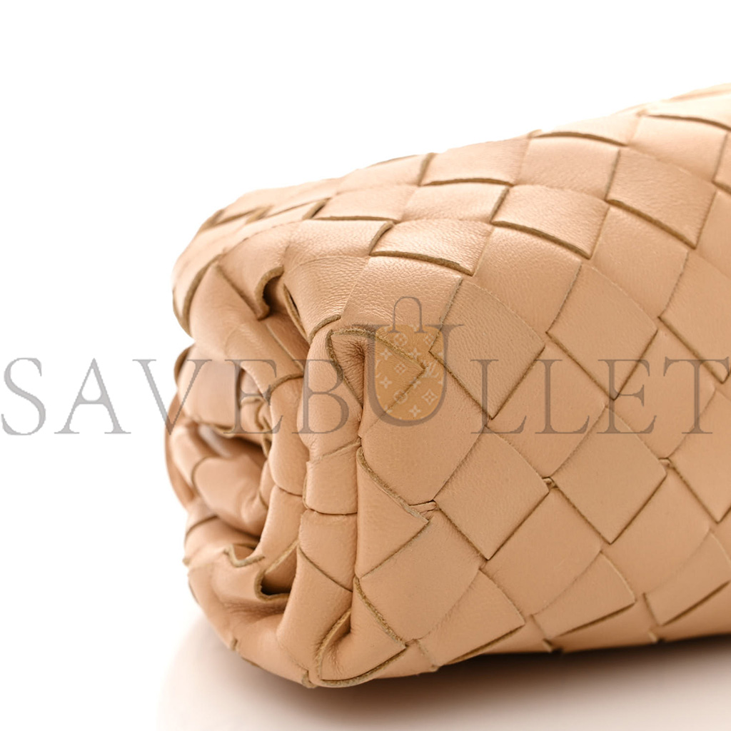 BOTTEGA VENETA NAPPA INTRECCIATO THE MINI POUCH ALMOND  (22*13*6cm)