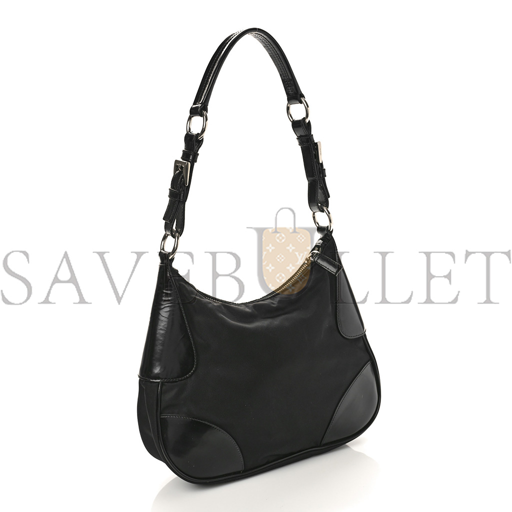 PRADA TESSUTO NYLON VITELLO HOBO NERO BLACK (31*23*11cm)