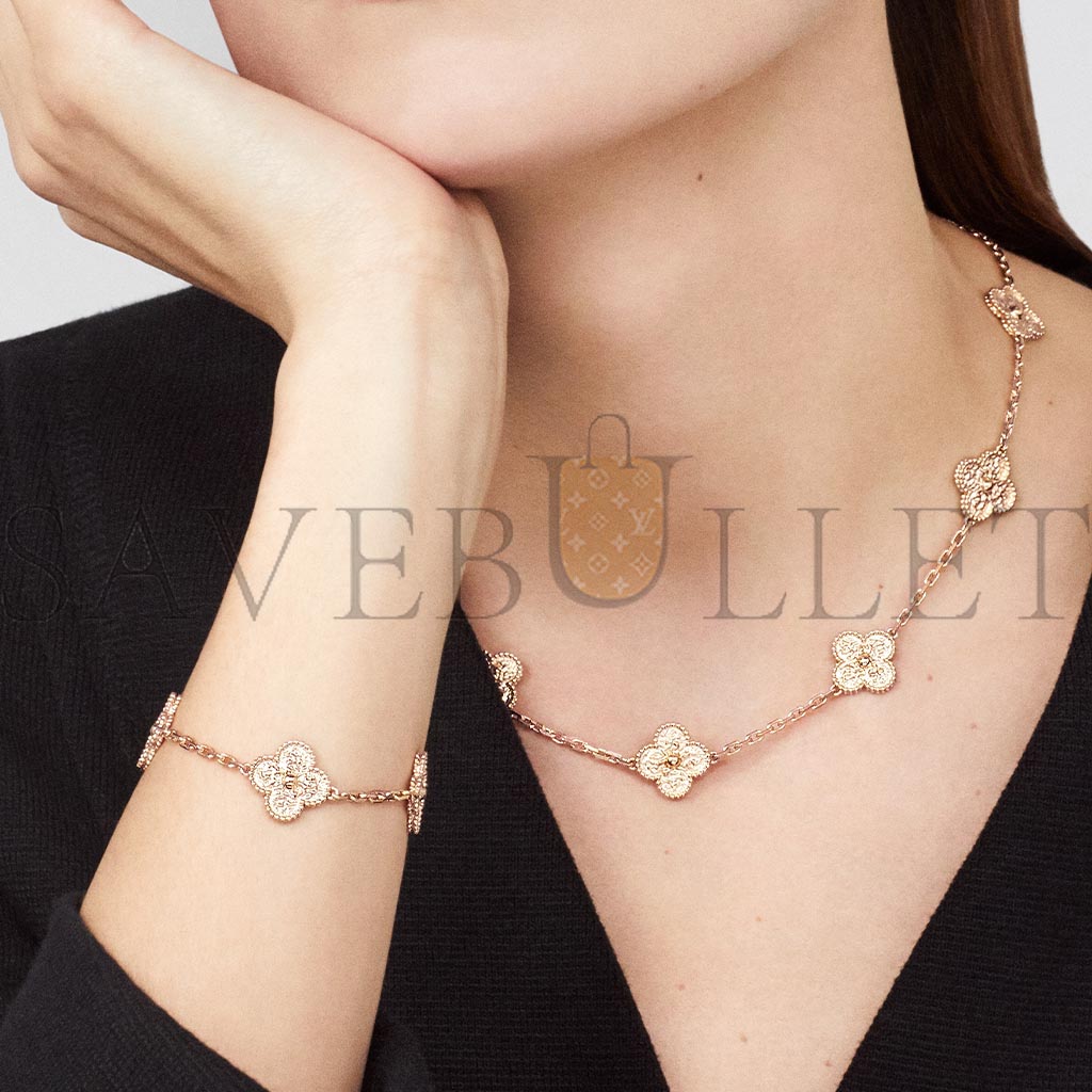 VAN CLEEF ARPELS VINTAGE ALHAMBRA NECKLACE, 10 MOTIFS - ROSE GOLD  VCARN9T100