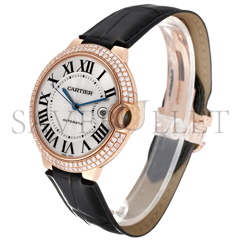 CARTIER BALLON BLEU 42 ROSE GOLD DIAMOND MENS WATCH WE900851