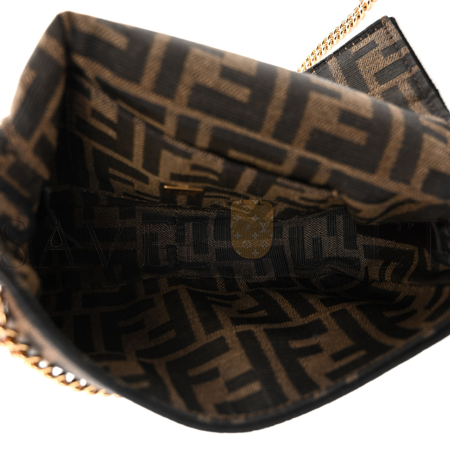 FENDI FABRIC JACQUARD FF 1974 MINI BAGUETTE TOBACCO MORO BLACK (19*11*5cm)