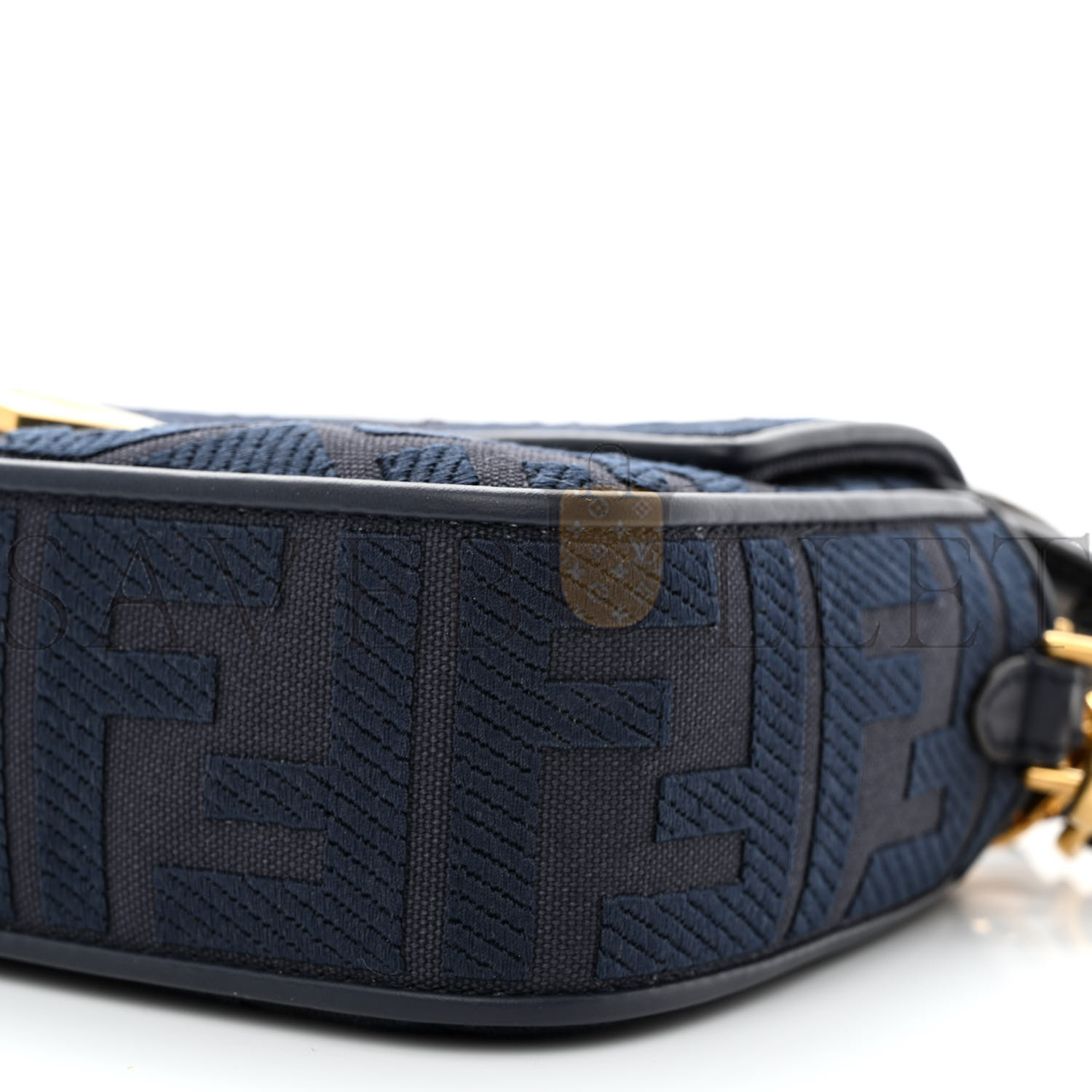 FENDI CANVAS VITELLO KING BI-COLOR STRAP FF EMBROIDERED BAGUETTE MIDNIGHT (27*16*6cm)