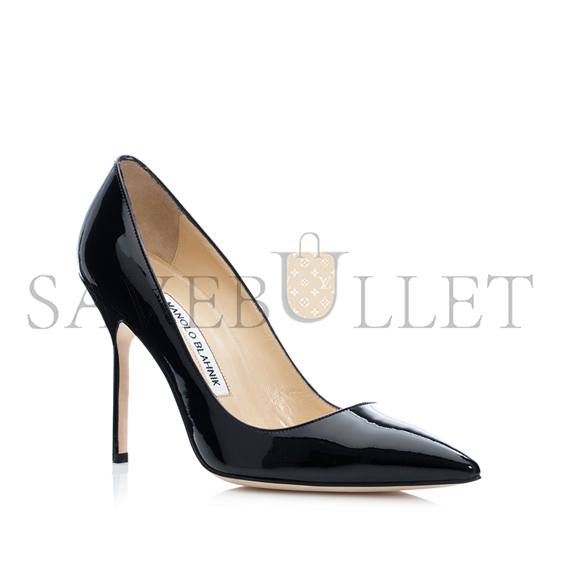 MANOLO BLAHNIK BB PATENT BLACK PATENT POINTED TOE PUMPS 9XX-0537-0008 MANOLO BLAHNIK BB PATENT BLACK PATENT POINTED TOE PUMPS 9XX-0537-0008