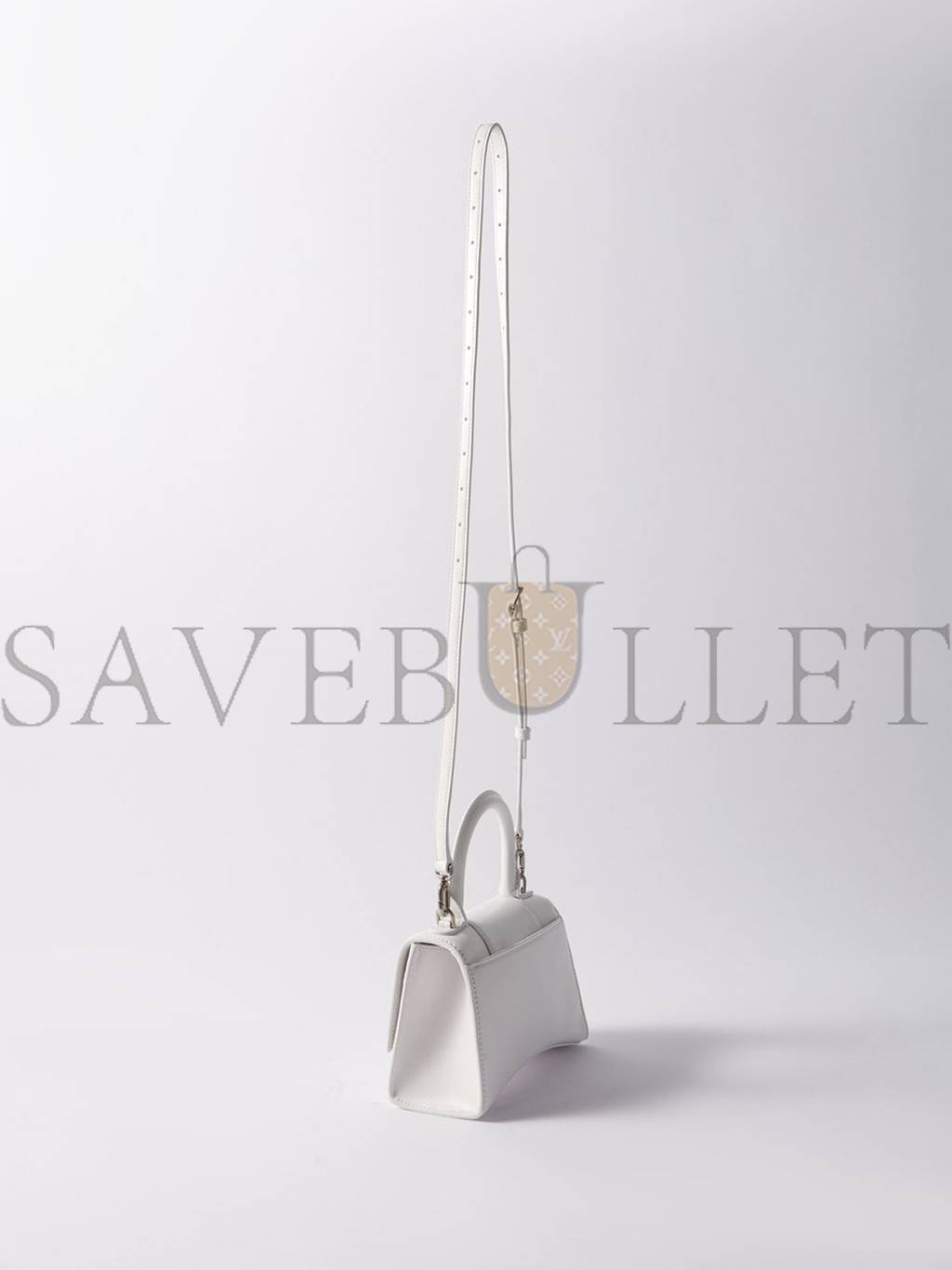 BALENCIAGA WHITE HOURGLASS XS CRYSTAL-LOGO LEATHER BAG MATCHESFASHION US (19*11.5*7.5cm)