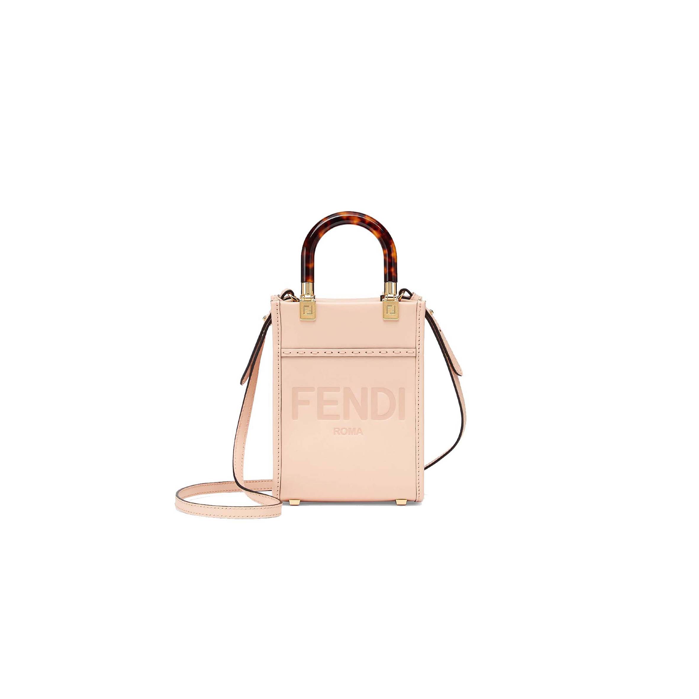 FENDI MINI SUNSHINE SHOPPER - PALE PINK LEATHER MINI BAG 8BS051ABVLF1HDG (18*13*6.5cm)