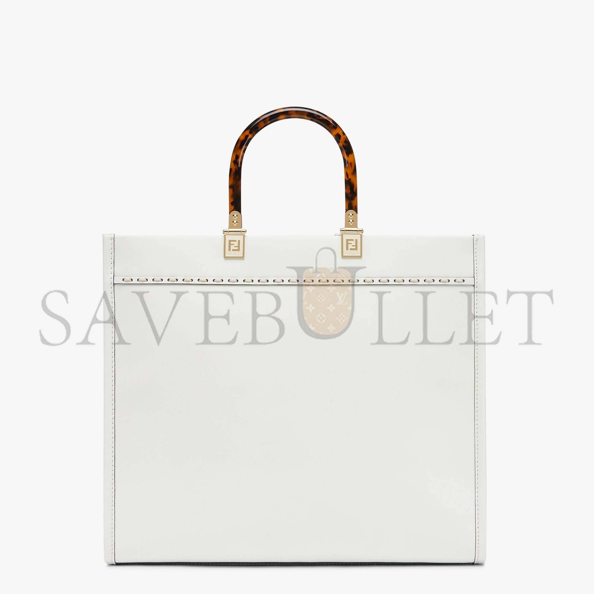 FENDI SUNSHINE MEDIUM - WHITE LEATHER AND ELAPHE SHOPPER 8BH386AHN5F1JU5 (35*31*17cm)