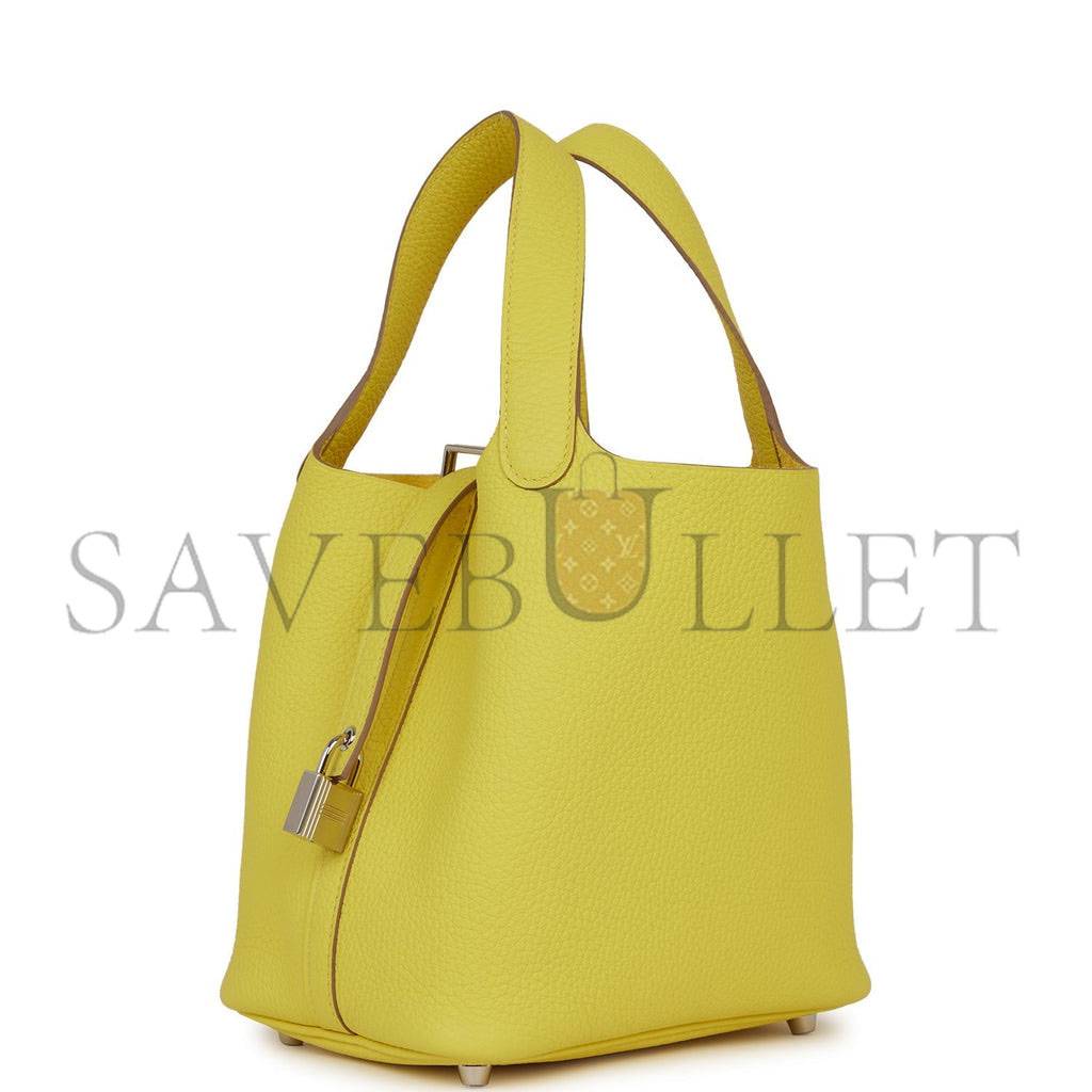 HERMES PICOTIN LOCK 18 LIME CLEMENCE PALLADIUM HARDWARE (18*13*18cm)