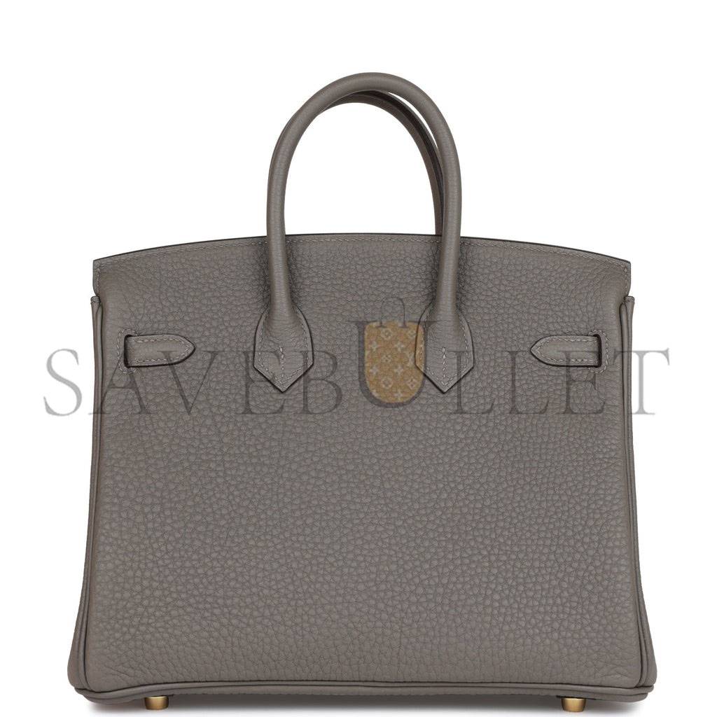 HERMES BIRKIN 25 GRIS MEYER TOGO GOLD HARDWARE HANDMADE  (25cm)