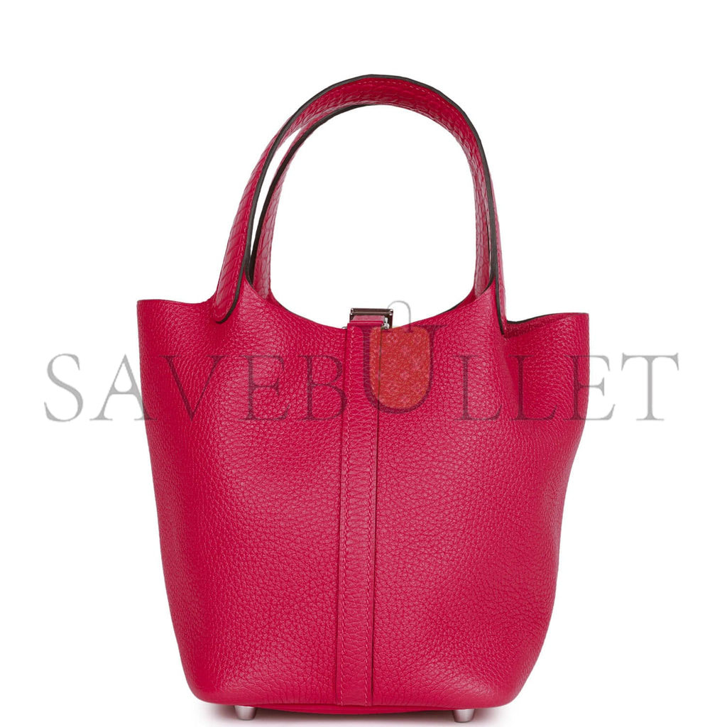 HERMES PICOTIN LOCK 18 FRAMBOISE CLEMENCE AND MATTE ALLIGATOR TOUCH PALLADIUM HARDWARE (18*13*18cm)