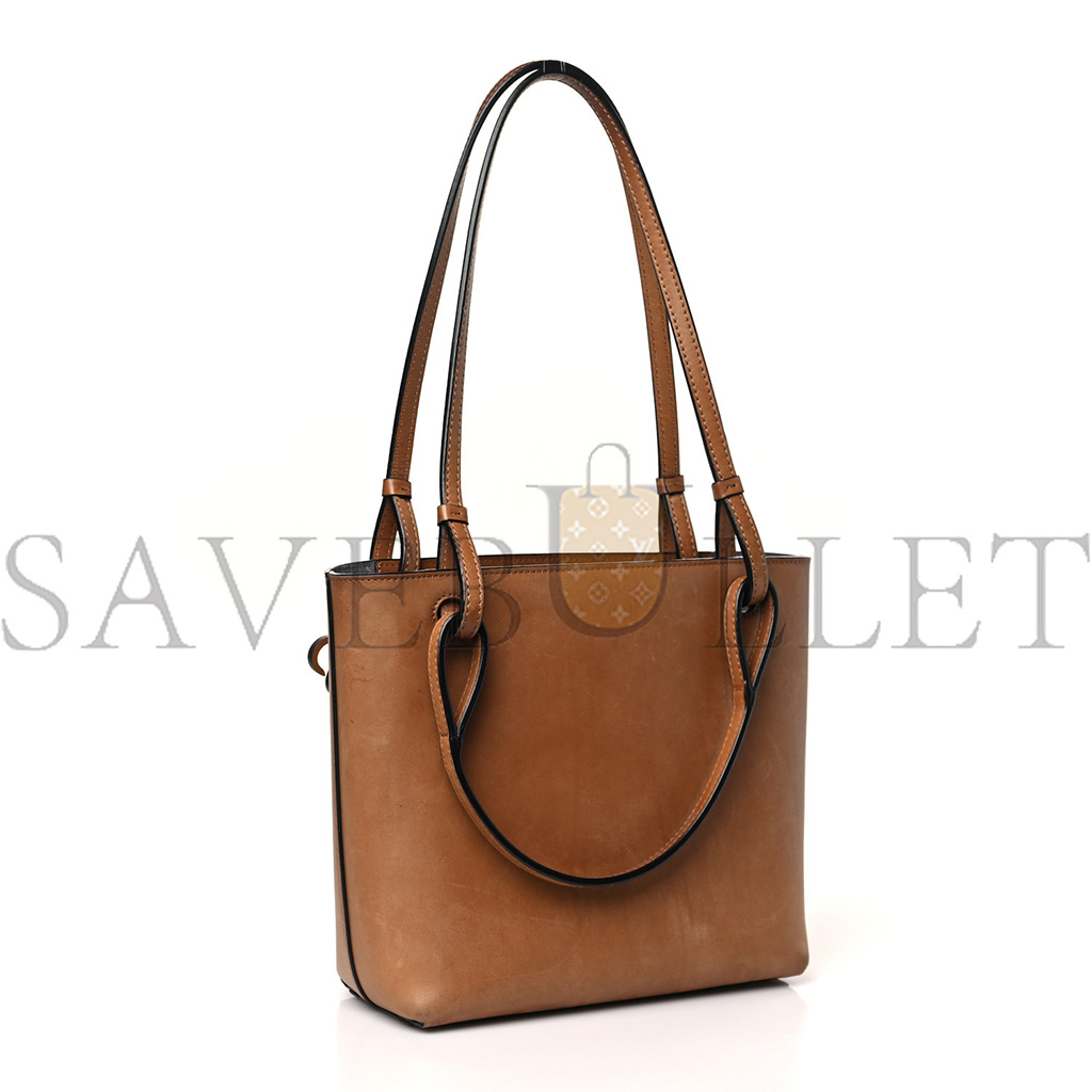 LOEWE CALFSKIN DOUBLE HANDLE SQUARE TOTE CAMEL CAPRI BLUE (22*21*10cm)