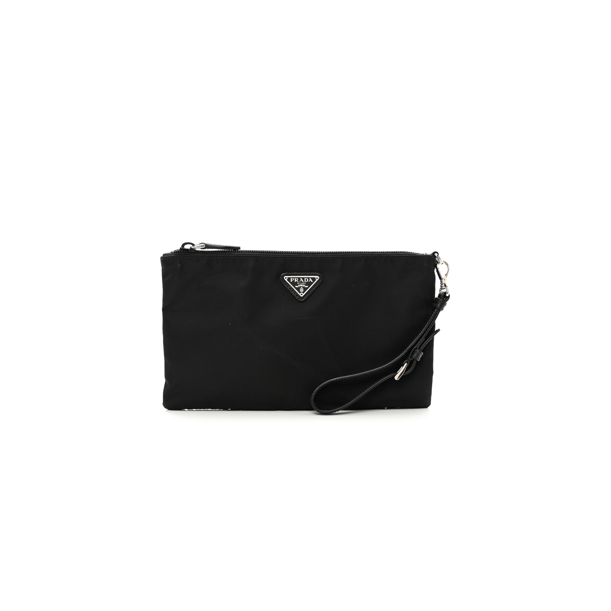 PRADA TESSUTO NYLON SAFFIANO WRISTLET BLACK (23*14cm)