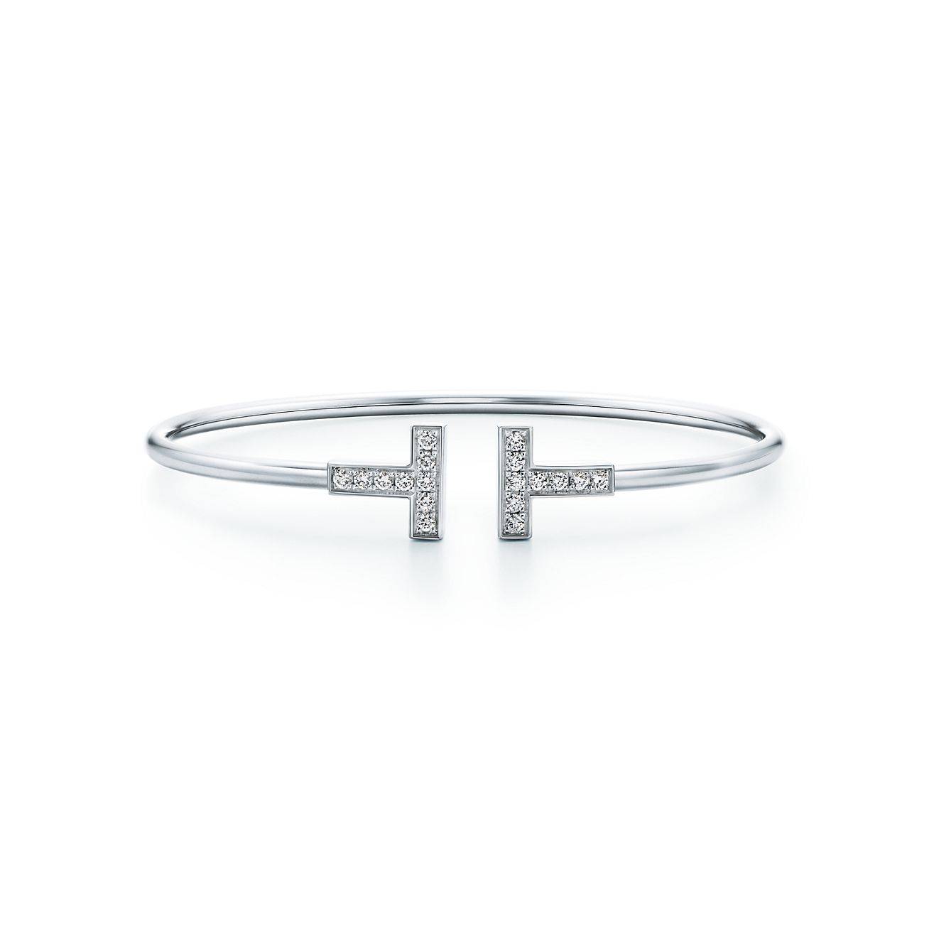 Tiffany T Diamond Wire Bracelet in 18k White Gold