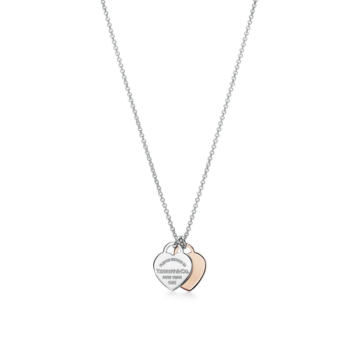 TIFFANY RETURN TO TIFFANY® DOUBLE HEART TAG PENDANT IN SILVER AND ROSE GOLD, MINI