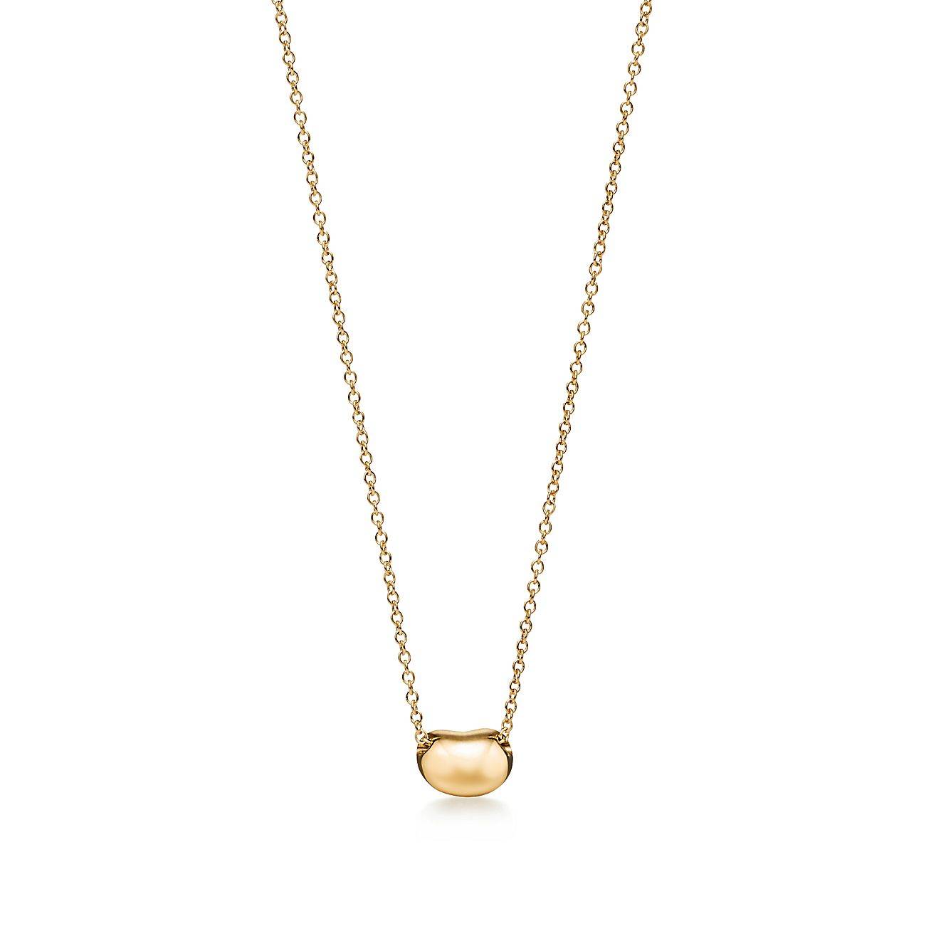 TIFFANY ELSA PERETTI® BEAN® DESIGN PENDANT IN YELLOW GOLD WITH PAVÉ DIAMONDS, 6.5 MM