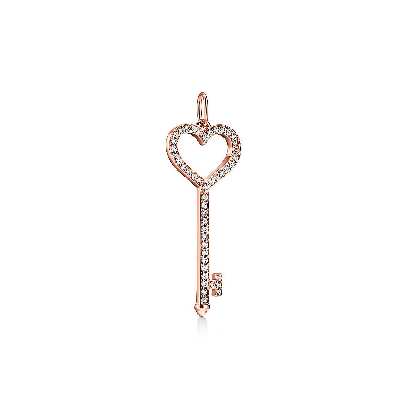 TIFFANY KEYS HEART KEY IN ROSE GOLD WITH DIAMONDS, SMALL