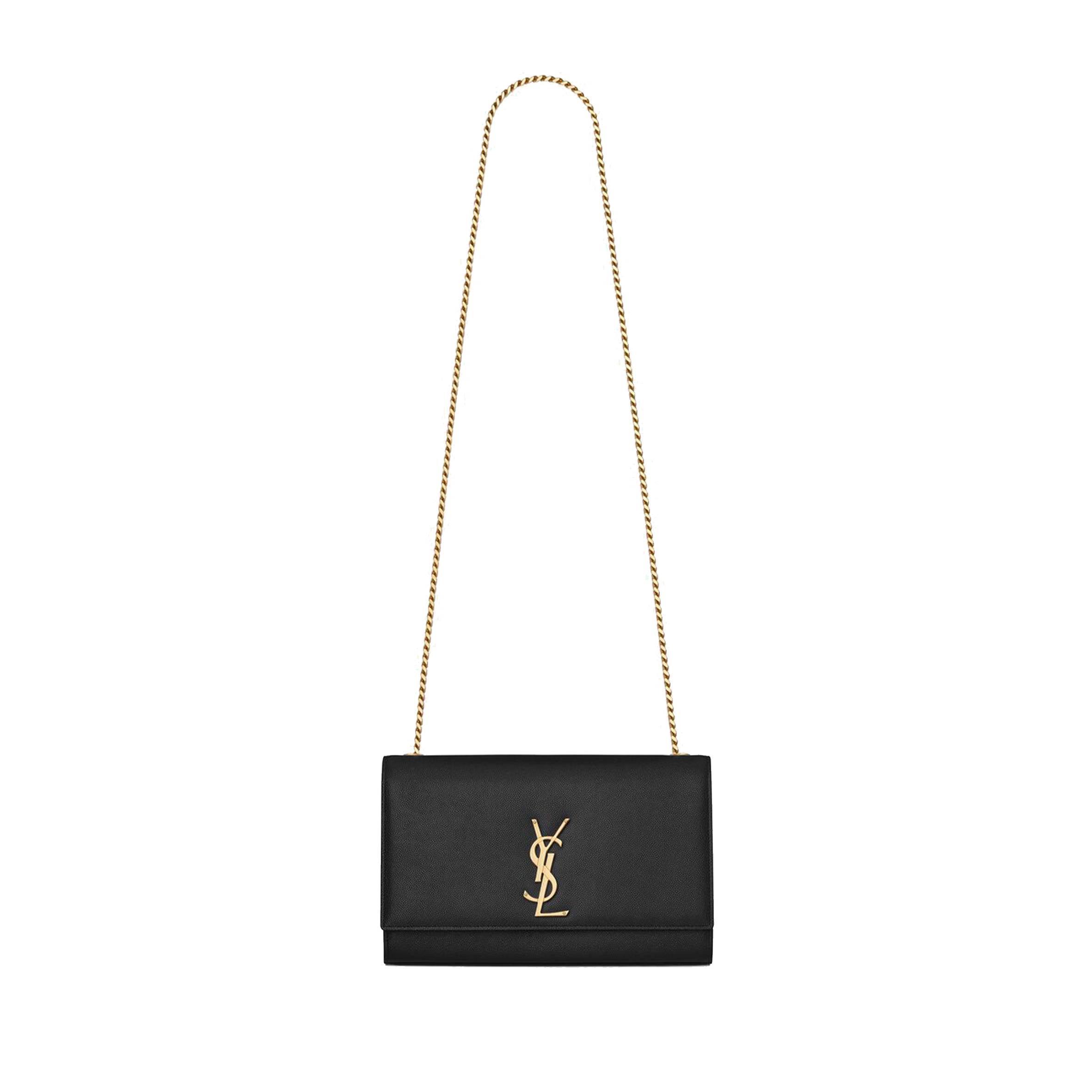 YSL KATE MEDIUM CHAIN BAG IN GRAIN DE POUDRE EMBOSSED LEATHER (24*14.5*5.5cm)