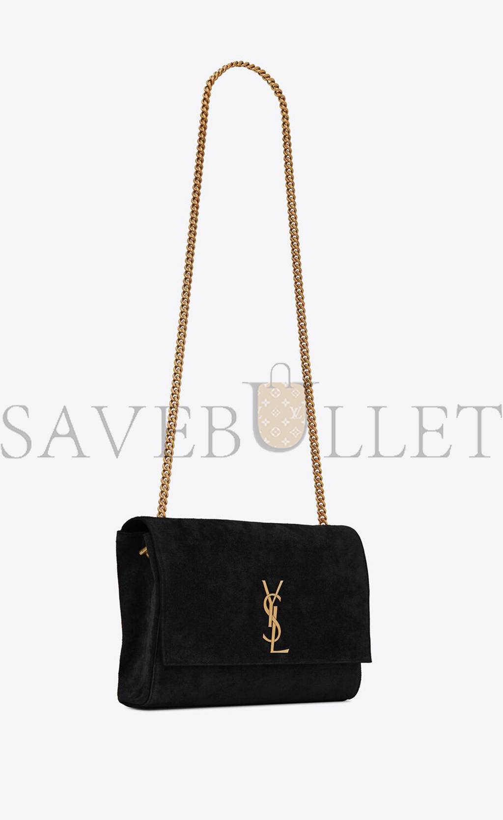 YSL KATE MEDIUM REVERSIBLE CHAIN BAG IN SUEDE AND SMOOTH LEATHER 5538040UD7W1000 (28.5*20*6cm)