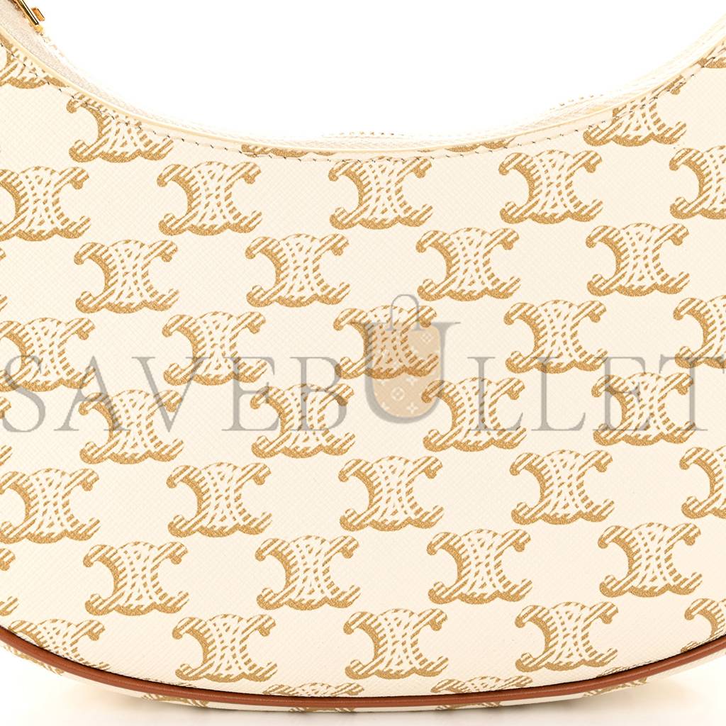 CELINE CANVAS CALFSKIN AVA TRIOMPHE SHOULDER BAG WHITE (23*13*7cm)