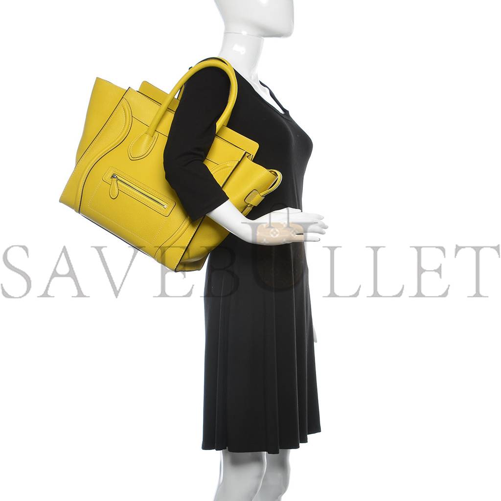 CELINE DRUMMED CALFSKIN MINI LUGGAGE CITRON (30*29*17cm)