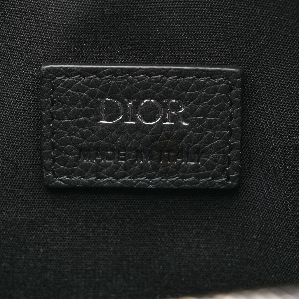 DIOR OBLIQUE JACQUARD GRAINED CALFSKIN LINGOT POUCH BEIGE BLACK (22*17*5.7cm)