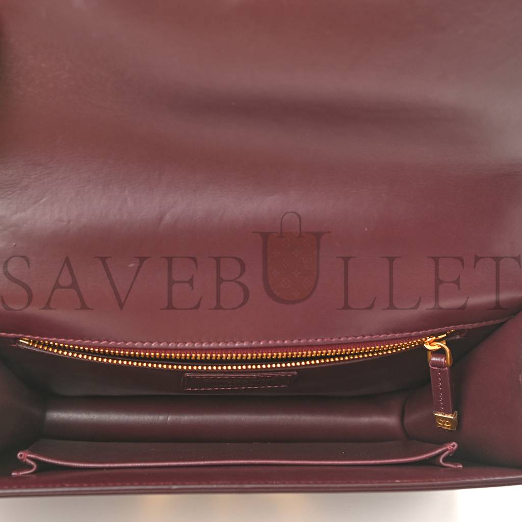 DIOR SMOOTH CALFSKIN 30 MONTAIGNE FLAP BAG BURGUNDY (23*17*5.1cm)