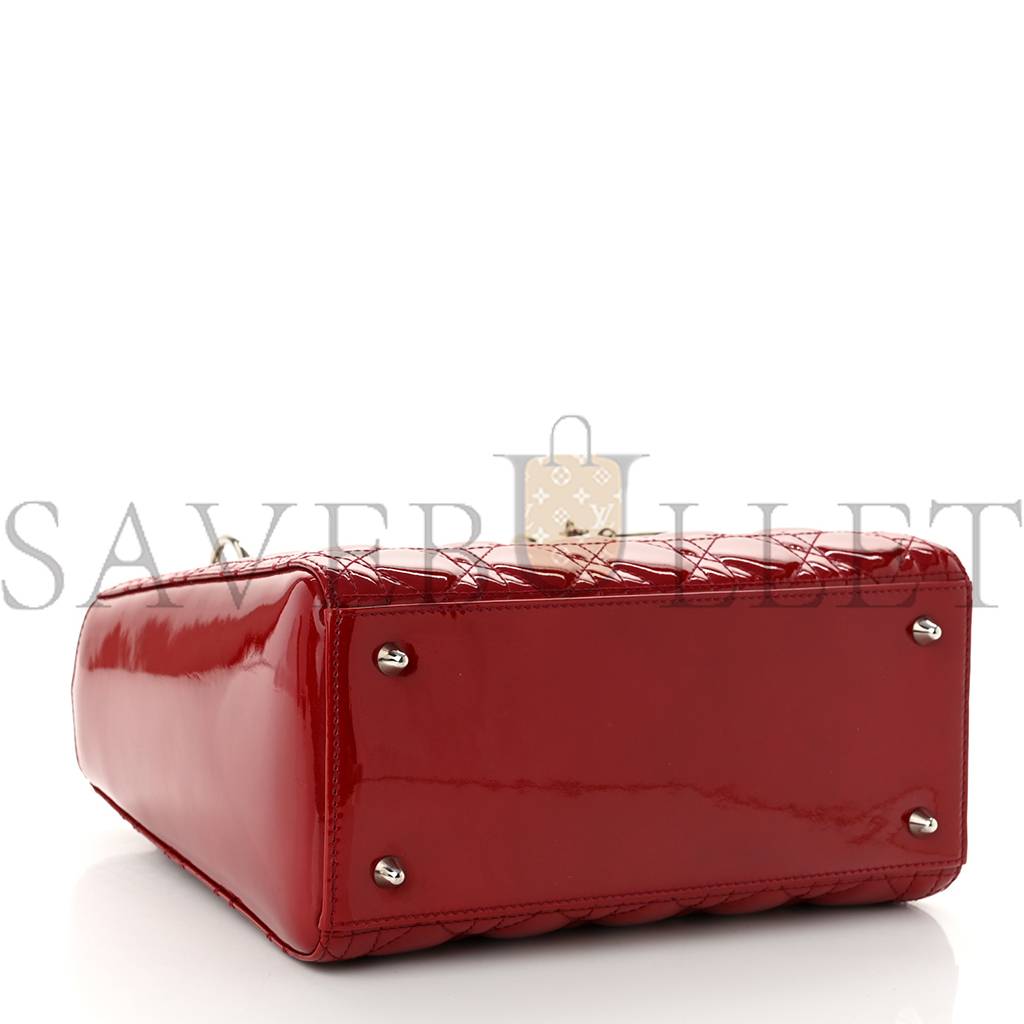 DIOR PATENT CANNAGE MEDIUM LADY DIOR RED (23*20*12.1cm)