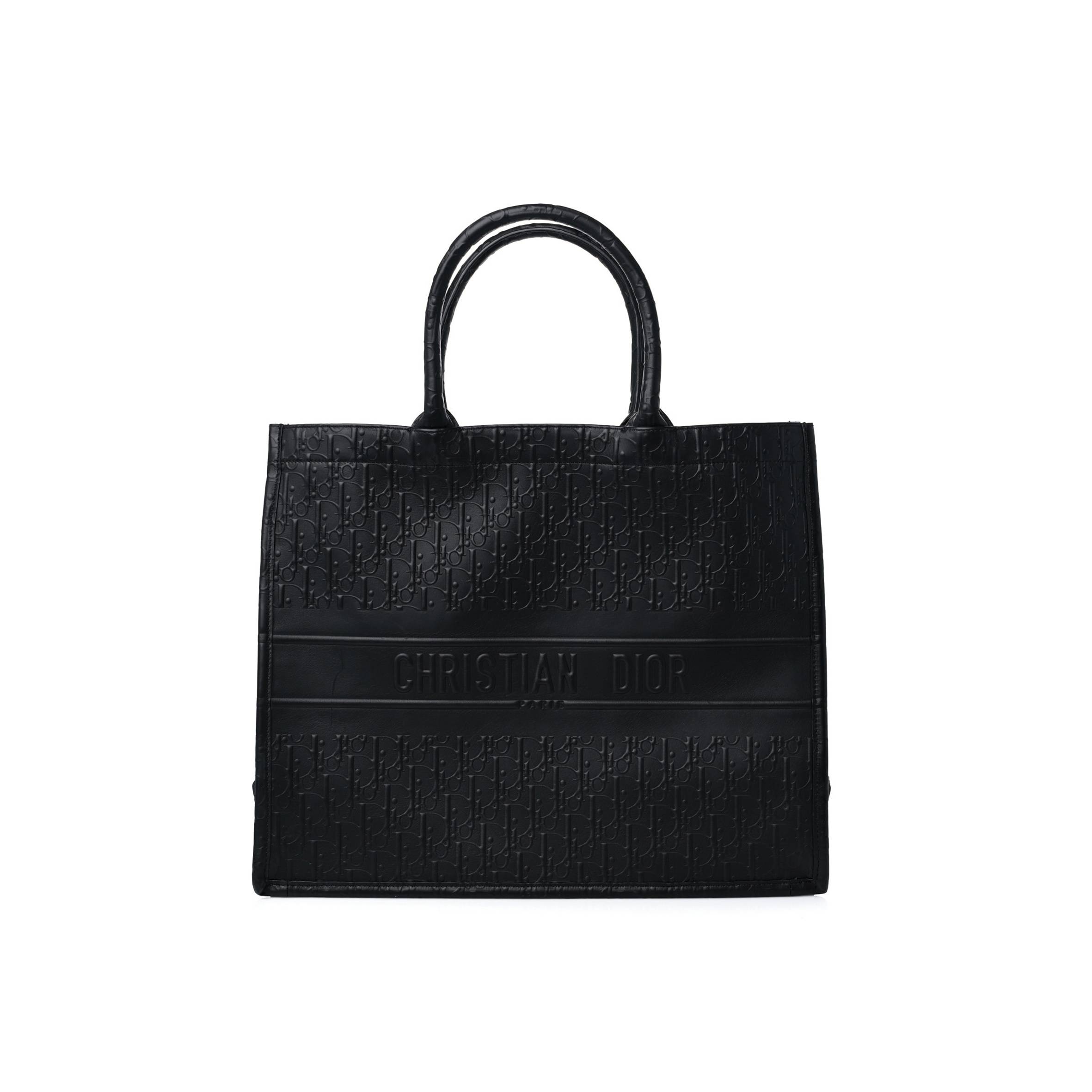 DIOR OBLIQUE CALFSKIN EMBOSSED LARGE BOOK TOTE BLACK (42*34*18.4cm)